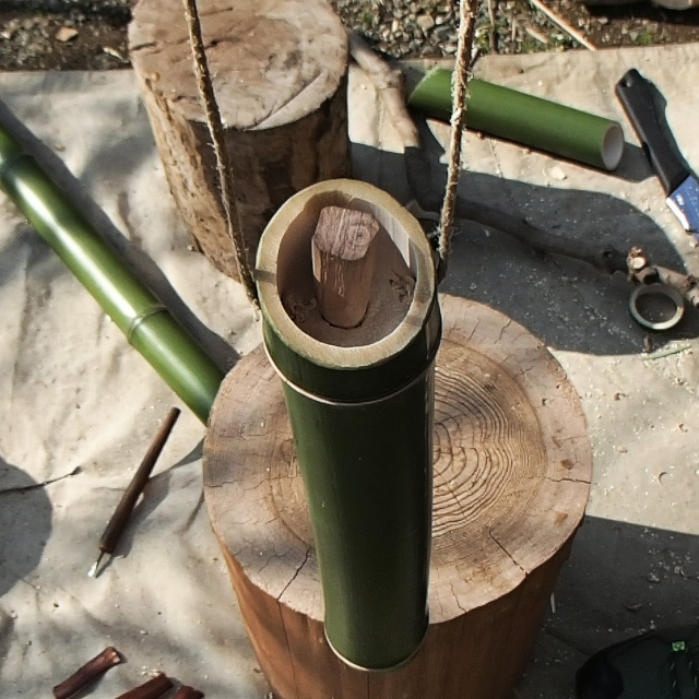 簡単バージョンの竹水筒の完成